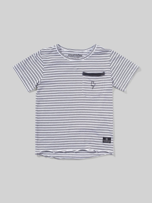 Munsterkids Droplines Tee - White/soft Black Stripe