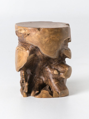 Teak Stool In Light Natural