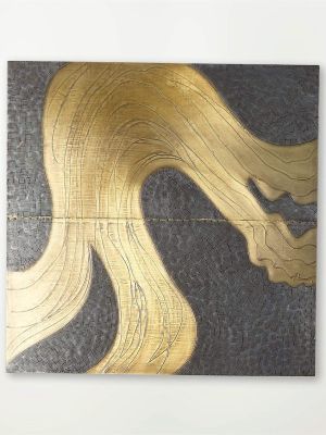 Global Views Currents Wall Panel B - Brass