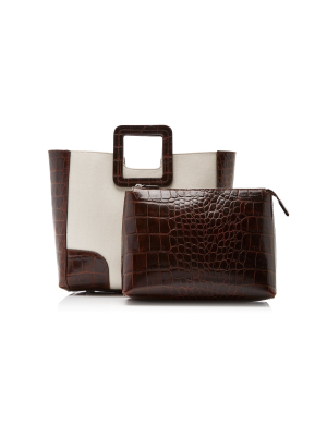 Shirley Canvas And Croc-effect Tote
