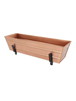 Small Galvanized Steel Box Rectangular Planter With Brackets - Achla Designs