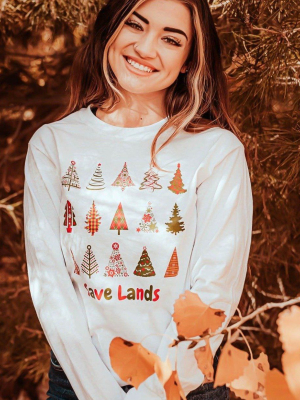 White Tiny Trees Long Sleeve