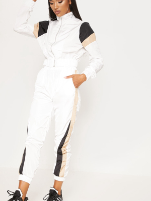 White Stripe Shell Tracksuit Joggers