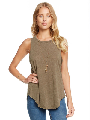 Chaser Vintage Jersey Knotted Drape Back Shirttail Tank