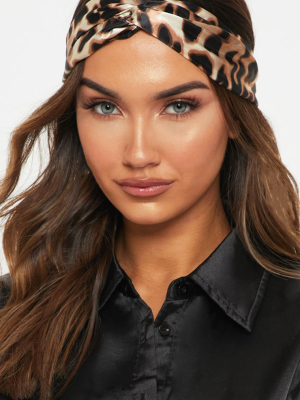 Leopard Satin Twisted Head Band