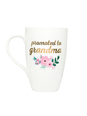 Pearhead Promoted To Grandma Ceramic Mug Floral Drinkware - White