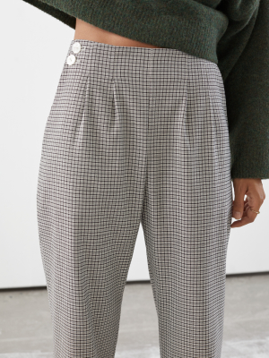 Pleated Button Detail Trousers