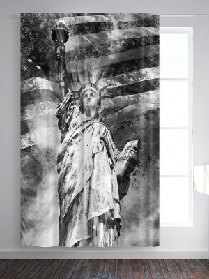 Americanflat Statue Of Liberty By Melanie Viola Blackout Rod Pocket Single Curtain Panel 50x84