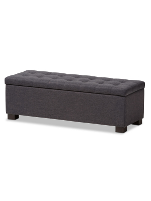 Roanoke Modern And Contemporary Fabric Upholstered Grid - Tufting Storage Ottoman Bench - Baxton Studio