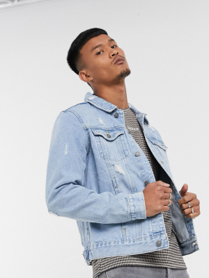 Pull&bear Denim Jacket With Rips