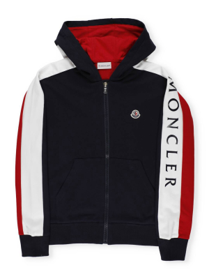 Moncler Enfant Logo Print Zip-up Hoodie