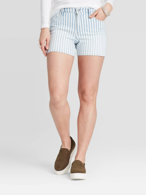 Women's Striped High-rise Jean Shorts - Universal Thread™ Light Blue