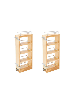 Rev-a-shelf 448-wc-5c 5-inch Maple Wood Pull Out Wall Cabinet Organizer (2 Pack)