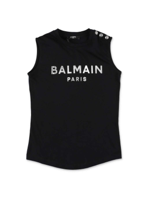 Balmain Kids Logo Printed Tank Top