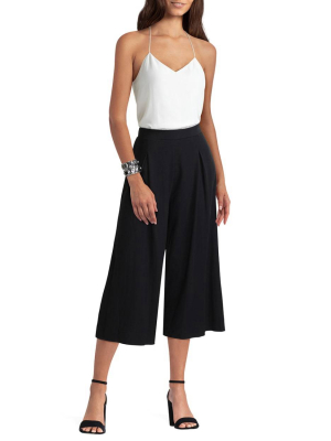 H Halston Pleat Front Crop Wide Leg Pant