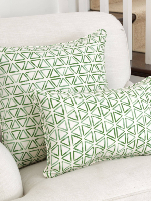 Painted Triangles Verte Throw Pillow - Pillow Perfect