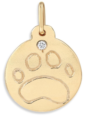 Paw Print Disk Charm With Diamond