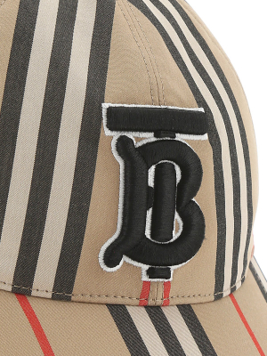 Burberry Stripe Detail Logo Patch Baseball Cap