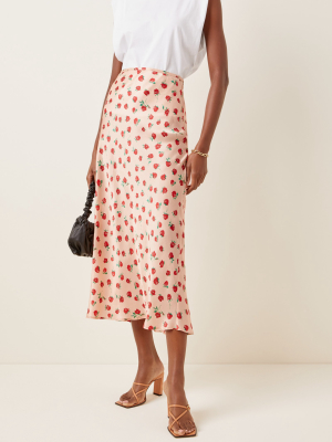 Kelly Rose-print Silk Midi Skirt