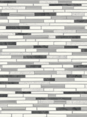 Faux Mosaic Strip Tile Peel-and-stick Wallpaper In Wrought Iron And Grey By Nextwall