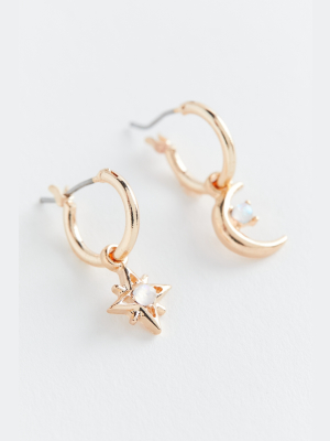 Opalescent Mini Celestial Charm Hoop Earring