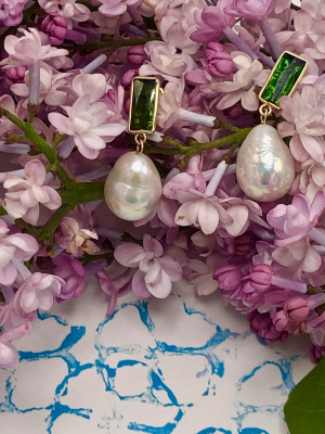 Tourmaline & Baroque Pearl Disco Earrings