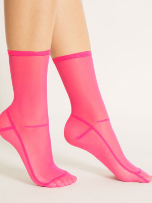 Darner Solid Hot Fuchsia Pink Mesh Socks