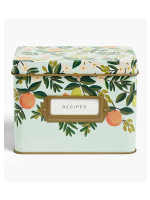 Citrus Floral Tin Recipe Box