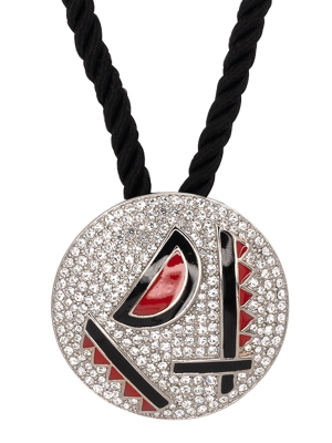 Red Enamel Deco Pendant Necklace