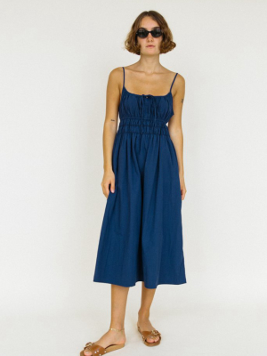 Gabriela Dress Navy Washed Cotton