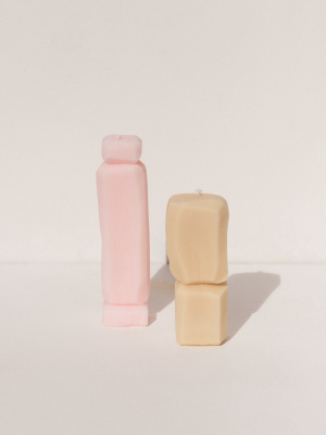 Candle Duo - Pink & Beige