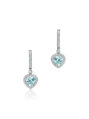 18kt White Gold Aquamarine Diamond Amour Earrings