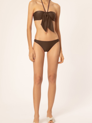 Solid Halterneck Bikini With Knot