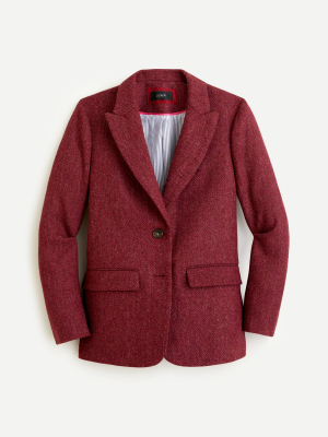 Boyfriend Blazer In Burgundy Herringbone English Wool