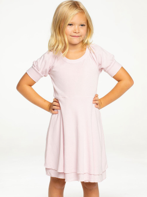 Girls Baby Rib Puff Sleeve Dress