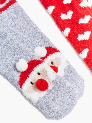 Fuzzy Santa Crew Socks Set