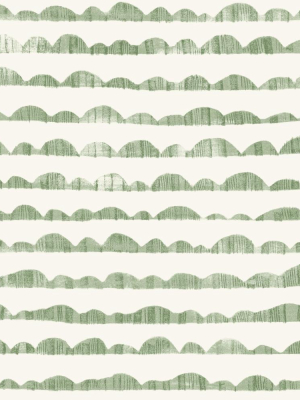 Hill & Horizon Wallpaper In Green From The Magnolia Home Vol. 3 Collection By Joanna Gaines