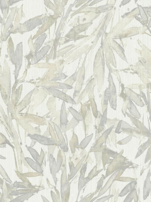 Rainforest Leaves Wallpaper In Cream And Grey From The Natural Opalescence Collection By Antonina Vella For York Wallcoverings