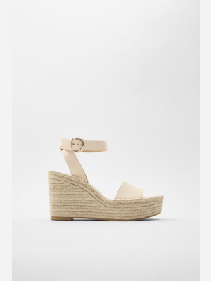 Jute Leather Wedges