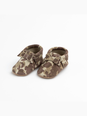 Brown Suede Camo Bow Mocc  | Final Sale