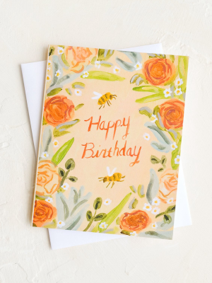 Bee Floral Birthday Card