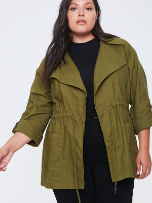 Plus Size Zip-up Utility Jacket