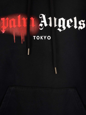 Palm Angels Logo Print Drawstring Hoodie