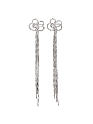 Long Crystal Clip Earrings