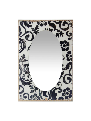 23.5" X 15.75" French Country Floral Rectangle Wall Mirror White - Infinity Instruments