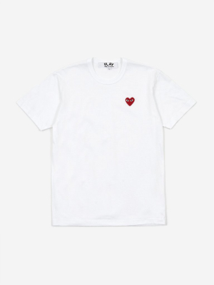 Comme Des Garcons Play Red Heart Shortsleeve T-shirt - White