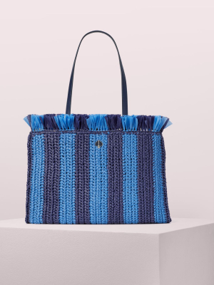 Sam Stripe Straw Large Tote