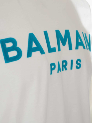 Balmain Flocked Logo Crewneck T-shirt