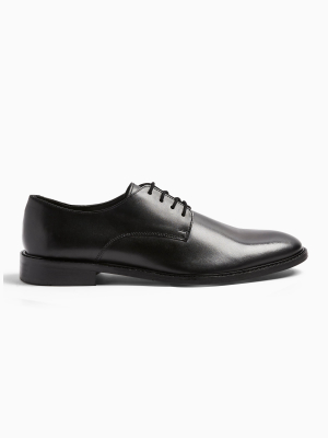 Black Real Leather Morecombe Derby Shoes