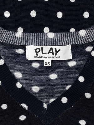Comme Des Garcons Play Womens Polka Dot Sweater - Navy